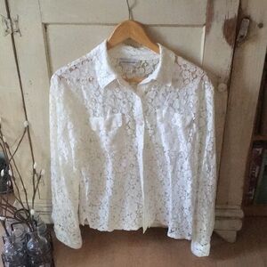 CHRISTOPHER & BANKS LACE SHIRT BLOUSE